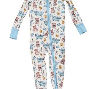 Caden Lane Blue and Cream Kids Footie Pajama